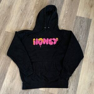 Black Hoodie with Pink and Yellow Graphic